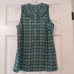 J. Crew Silky Sleeveless Top Size 0 Green Navy